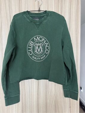 Club Monaco Quality Wear Crest Cropped Sweatshirt – Forest Green – Medium
